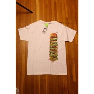 HUF worldwide Ultra Size Me cheeseburger T Shirt White Medium
